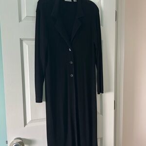 Chico's Black Ribbed long duster and matching pants